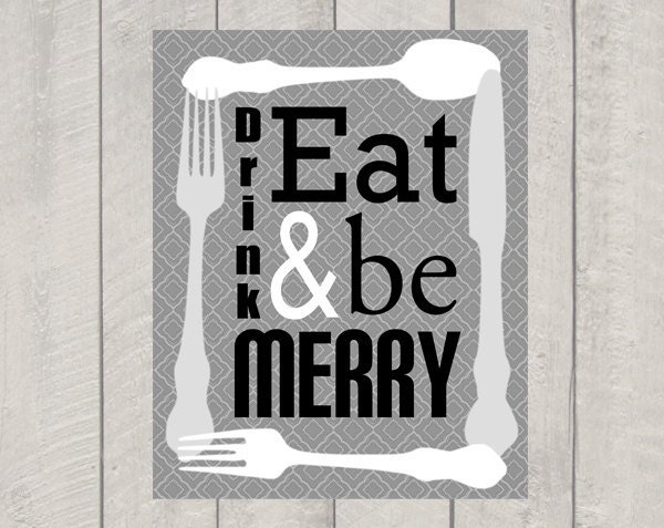 Kitchen Art Print - Eat Drink and be Merry - 8x10