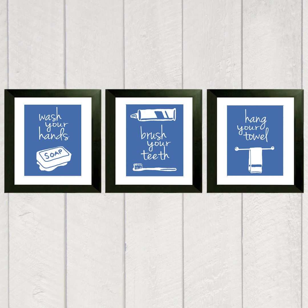 Bathroom Art Print - Set of 3 - Color - 8x10