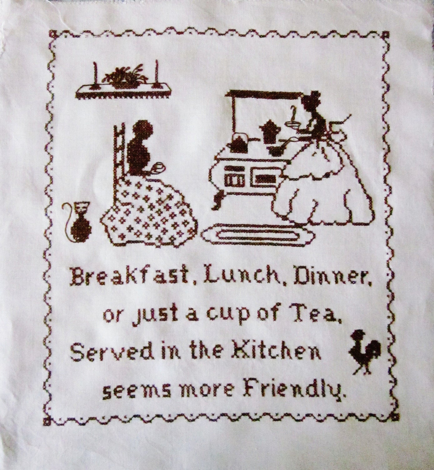 Vintage Cross Stitch Kitchen Sampler
