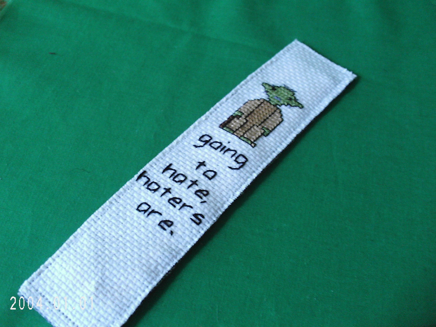 Star Wars YODA Book Mark Haters Gonna Hate Cross Stitched Bookmark