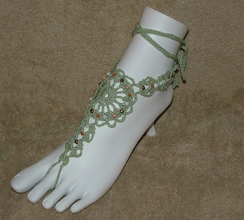 Barefoot Sandals-Beach Jewelry-Hand Crochet Sandals with Beads