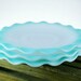 3 Aqua and White Hazel Atlas Crinoline Saucers