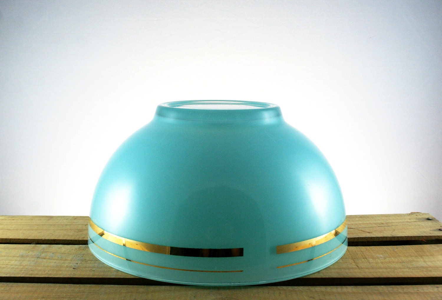 Vintage Aqua Turquoise Blendo Bowl with 22K Gold Rings