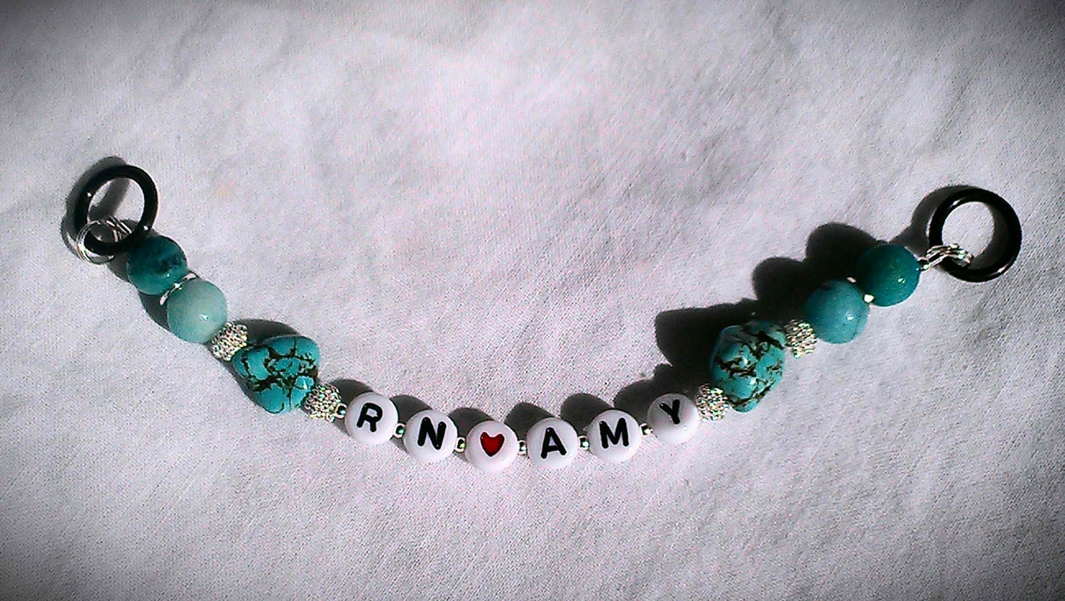 Turquoise Jade PERSONALIZED STETHOSCOPE CHARM for Nurses, Docs, Healthcare Professionals