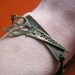 antique bronze scissors, real leather bracelet(gift box package)---B074