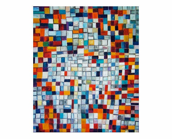 Art Print "Tile Story" - Print of Original Abstract Oil Painting - Mosaic - Abstract Art 8"x10" - B2G1F