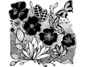 Art Print "Flora" - Print of Black and White Drawing - Print of Original Artwork 8" x 10" - B2G1F