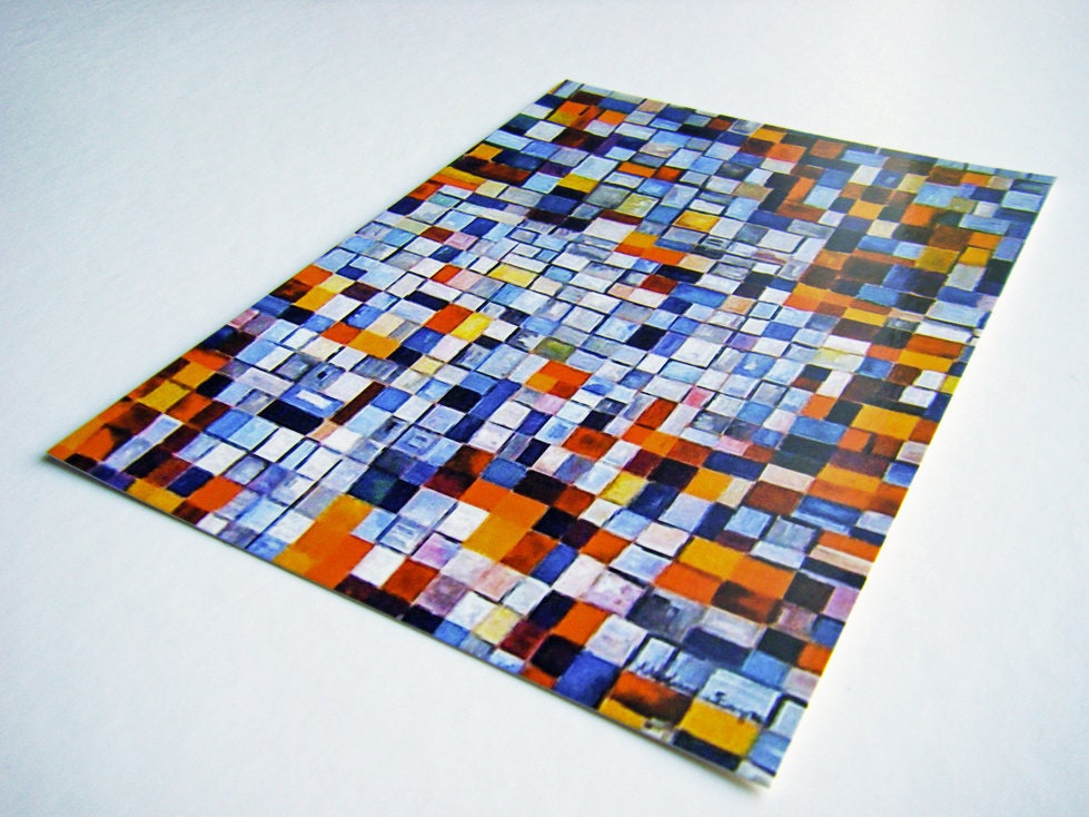 Art Print - Art postcard - Abstract Oil Painting - Tile Story - size A6 (ca. 4"x6") B2G1F