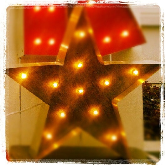 24" Star Vintage Marquee Circus Carnival Lighted Shape Metal & Wood