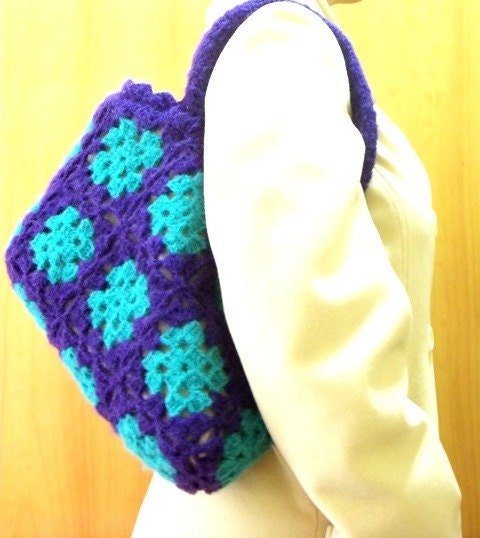 Granny Square Bag- Useful and Fashionable Crochet Bag- Handmade bag- Crochet purse- Purple bag- Tote- Unique crochet tote- Remarkable bag