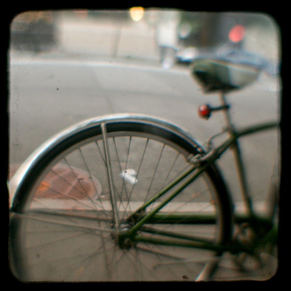 Bicycle Photo, TTV photograph, Vintage, New York photo - 8x8 fine art photograph