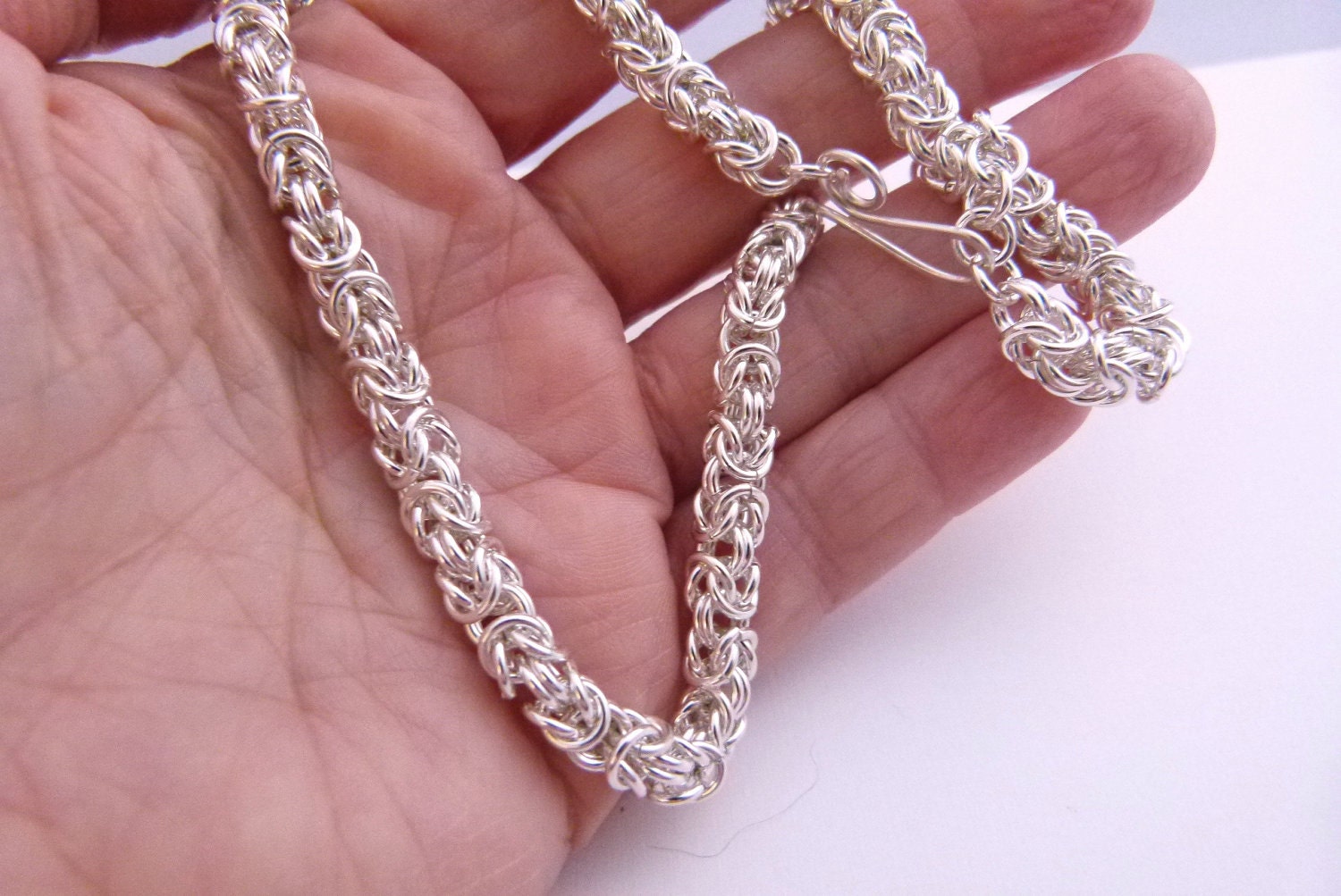 Silver Byzantine chainmaille necklace - item 4