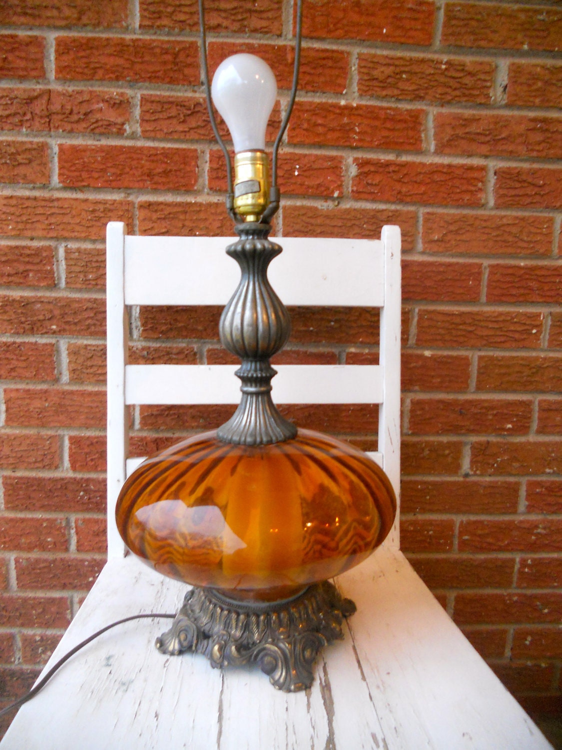 Retro 1971 Landl Wmc Amber Glass Lamp By Theroamingokie On Etsy 4909