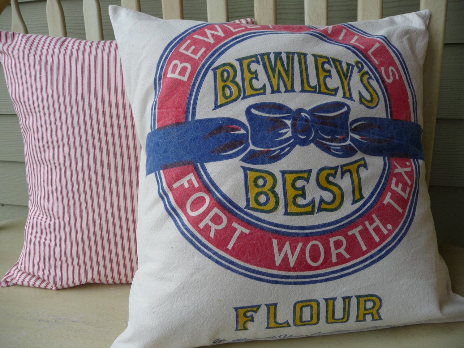 Feed Sack Pillow Cover - Floursack Pillow Cover - Rustic Pillow Cover - Bewleys Best Pillow Cover -  Reproduction Fabric - 18"