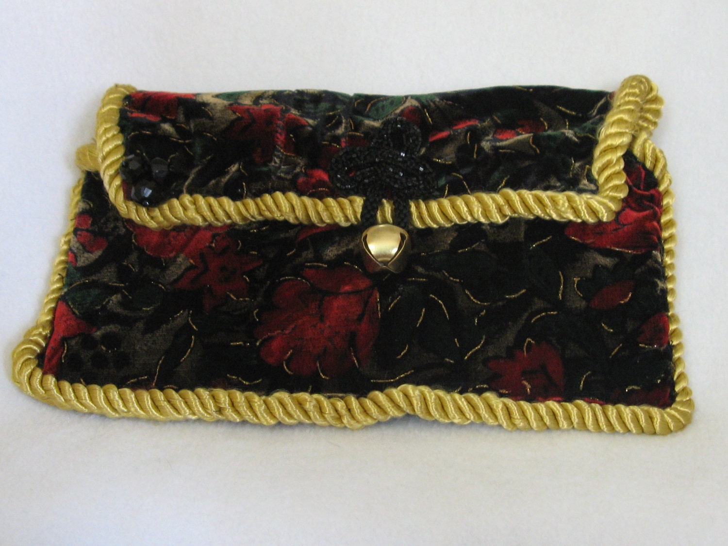 Jingle Purse  velvet, gold braid, hand sewn