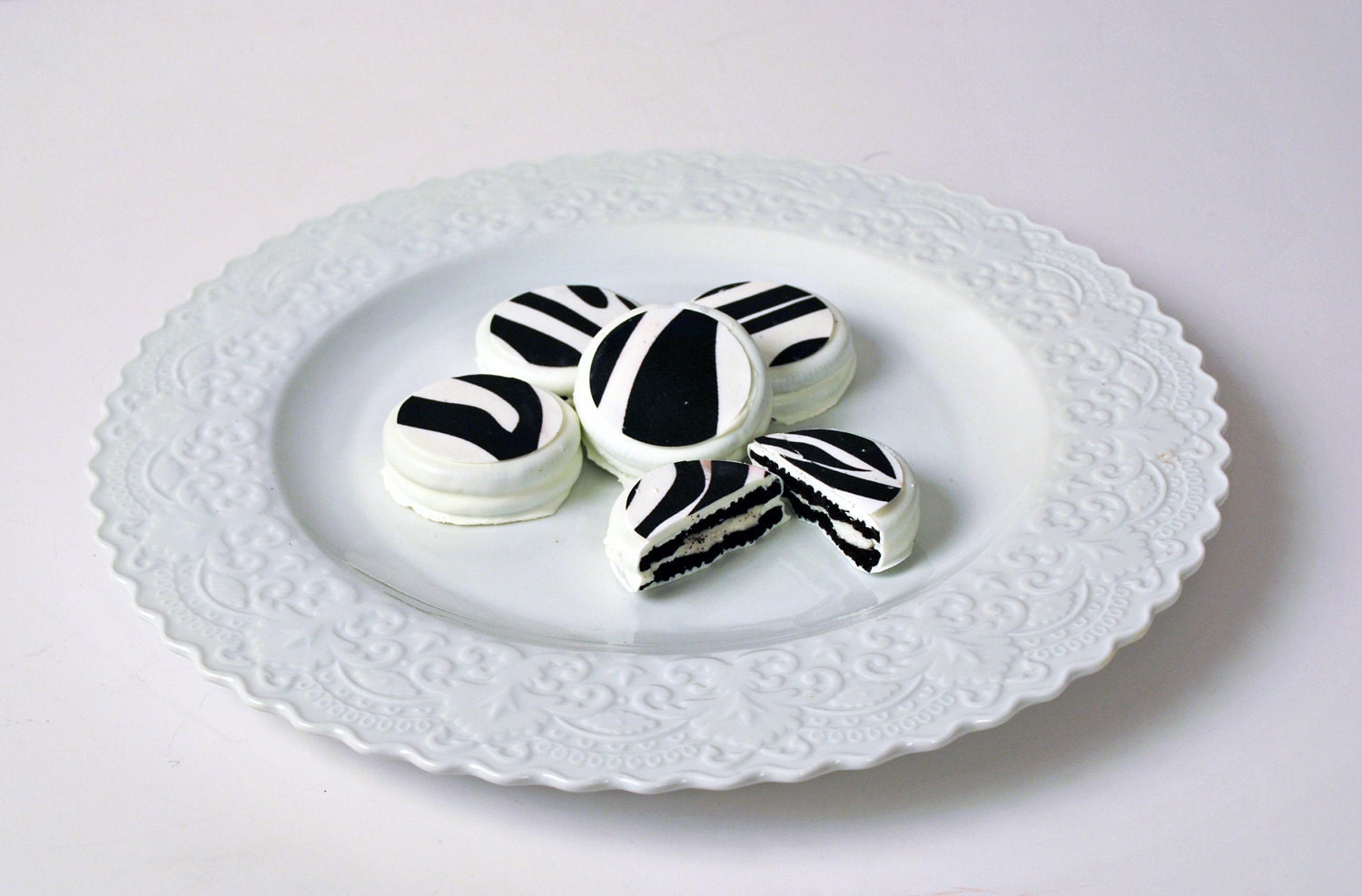 White Chocolate Zebra Oreo Cookies