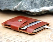 Mini brance brown leather iphone wallet case