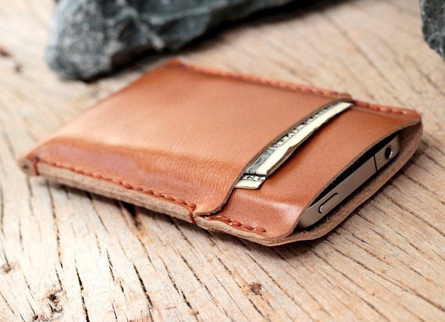 2 side mini beige leather iphone case