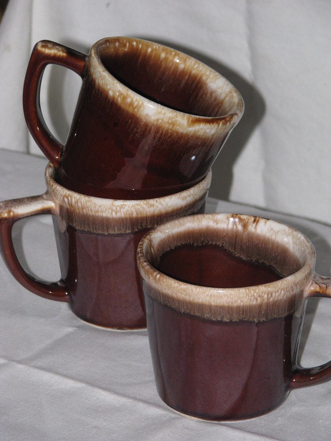 McCoy brown drip glaze mugs set of three by ArchaicGoods on Etsy