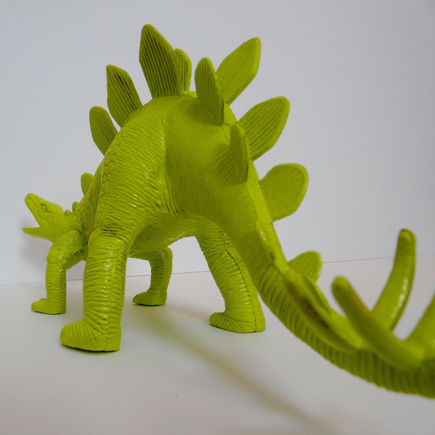 kids decor, neon dinosaur figurine // upcycled toys, lime green, kitsch home decor, chartreuse, pop art object