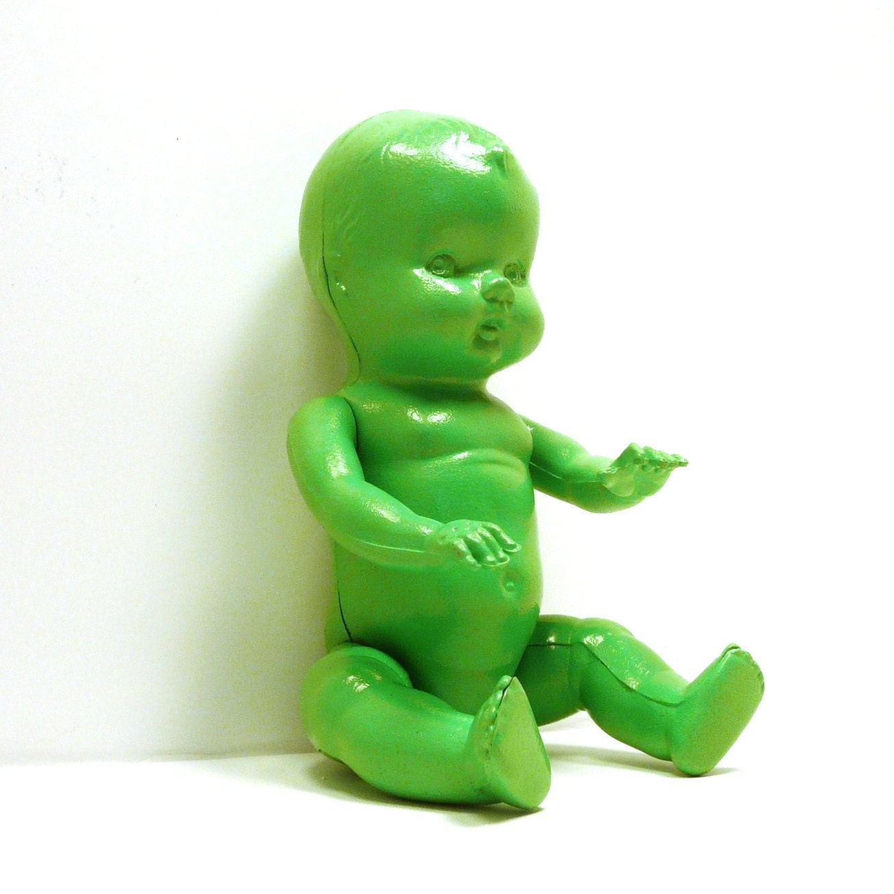vintage kewpie doll // pistachio mint green home decor // kitschy, dolls, upcycled toys, pop art, housewares, toy