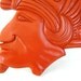 tribal head wall hanging // upcycled wood decor, tangerine, red orange, pumpkin // wood carving, natural, indian, deep color