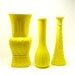 vintage yellow vases // upcycled milk glass vase collection, weddings, wedding decorations, mid century, colorful decor, retro, 60s