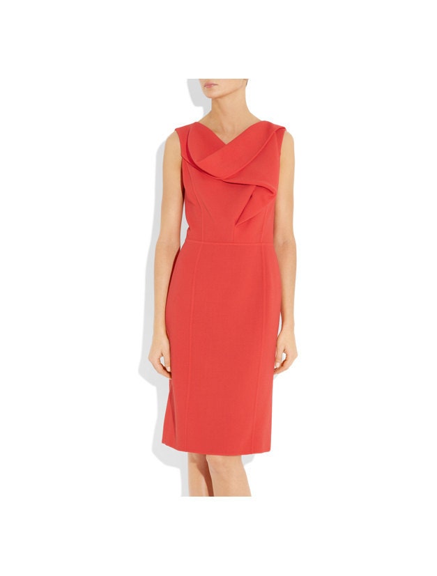 Flamingo Pink Cowl-neck Dress / Pink Dress / Cute Cocktail Dress