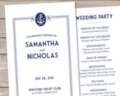 Printable Wedding Program -- Nautical Chic  No. 7 Collection