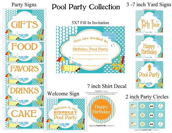 Printable Pool Party Package...by Party Like Paula Il_570xn