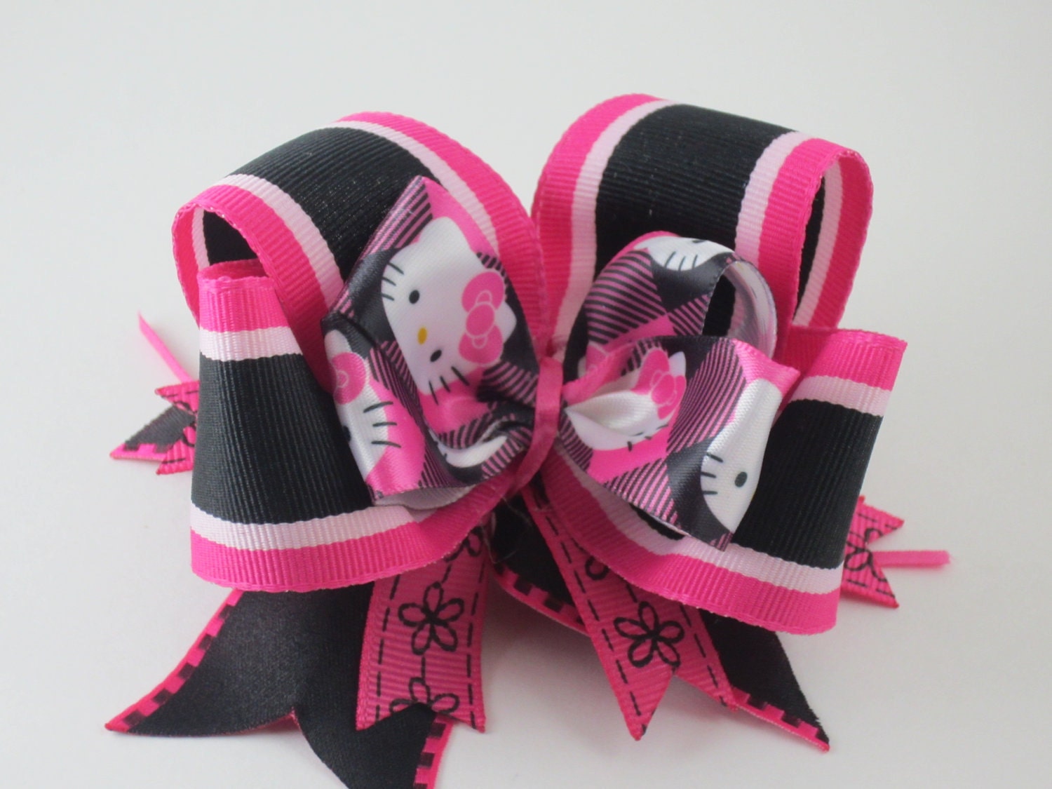 Hello Kitty boutique bow , Hot Pink and Black Bow