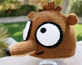 Rigby Raccoon with Tail Inspired Hat: Regular Show -ish Cartoon Kawaii Handmade Crochet Beanie Hat