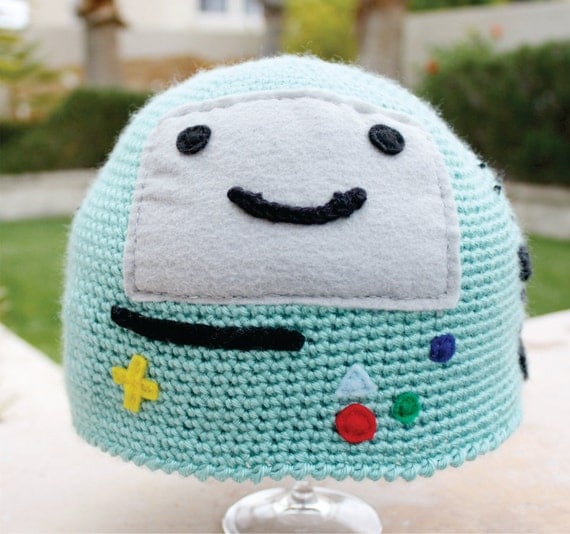 BMO Beemo Video Game System Inspired Hat: Adventure Time -ish Cartoon Kawaii Handmade Crochet Beanie Hat