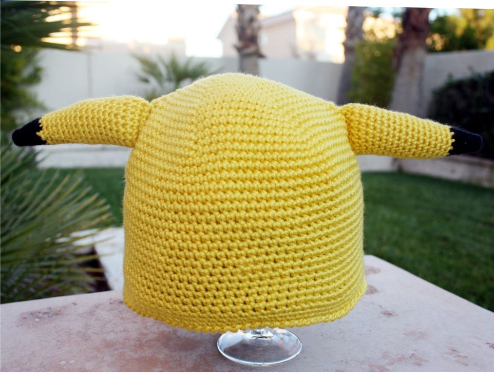 Pikachu -ish Hat : Totally Cute Japanese Pokemon -ish Cartoon Crochet Beanie Hat