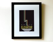 Limited Edition Space Elevator Art Print 5x7 in.