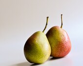 Valentine's Day,  food photography, kitchen decor, 8x10 fine art photograph, pears,  home decor,  romantic, nuzzle, perfect pair