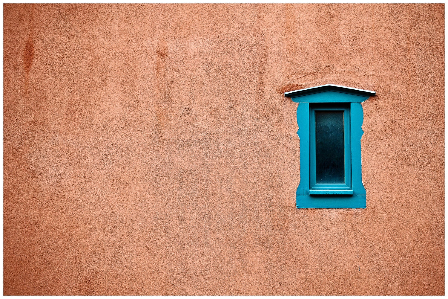 southwest home office wall decor, FREE SHIPPING, fine art photograph, window onto santa fe, complimentary colors, turquoise & tangerine