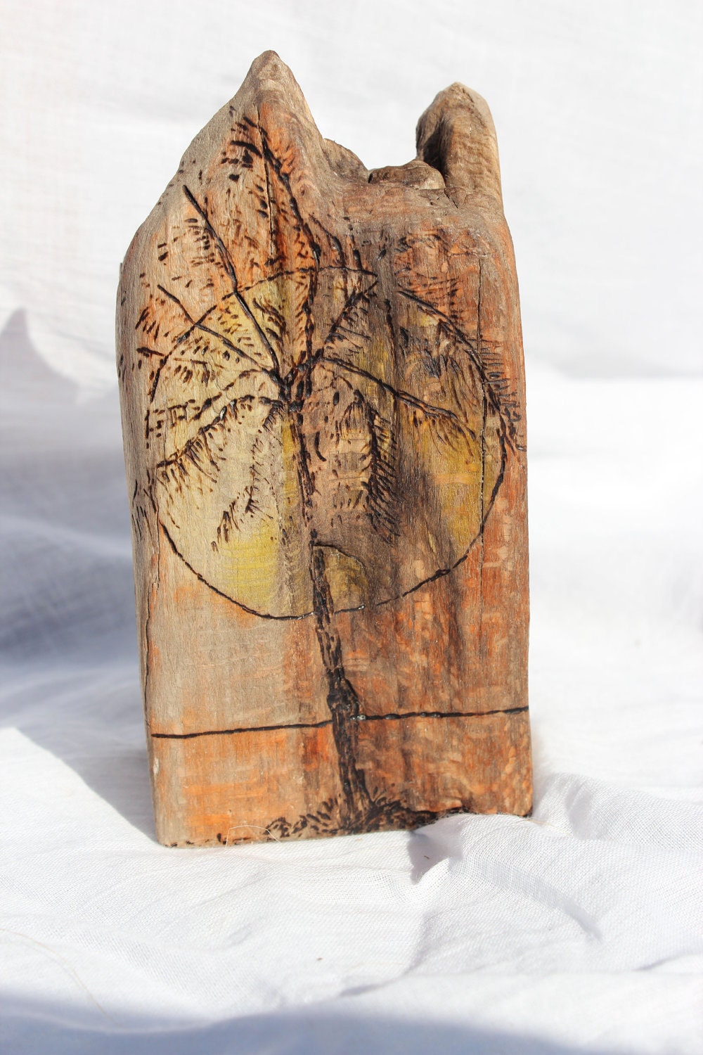 Driftwood Sign Wood Burned Palm Tree Sunset Handmade