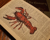 Rock lobster print on vintage dictionary page