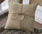Two Burlap Ring Bearer Pillows - Personalized For Your Wedding Day