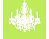 8x10 Digital Print of Vintage Candle lit Crystal Chandelier Silhouette on Soft Chartreuse Background