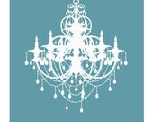 8x10 Digital Print of Vintage Iron and Chandelier Silhouette on Slate Blue Background