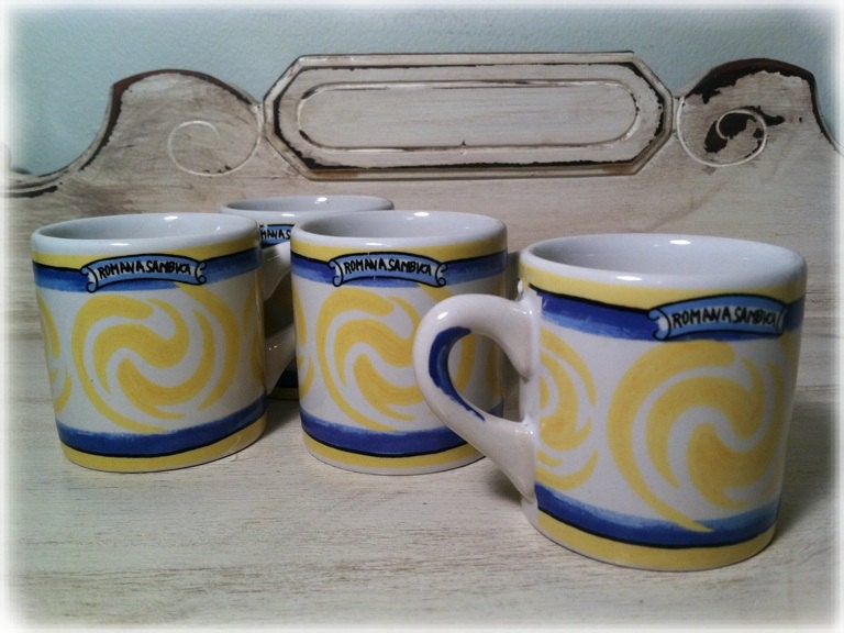 Romana Sambuca Mugs, Set of 4, w/Hand Poured Candles