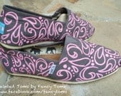 Handpainted Custom TOMS Shoes - Swirls and Spots PINK
