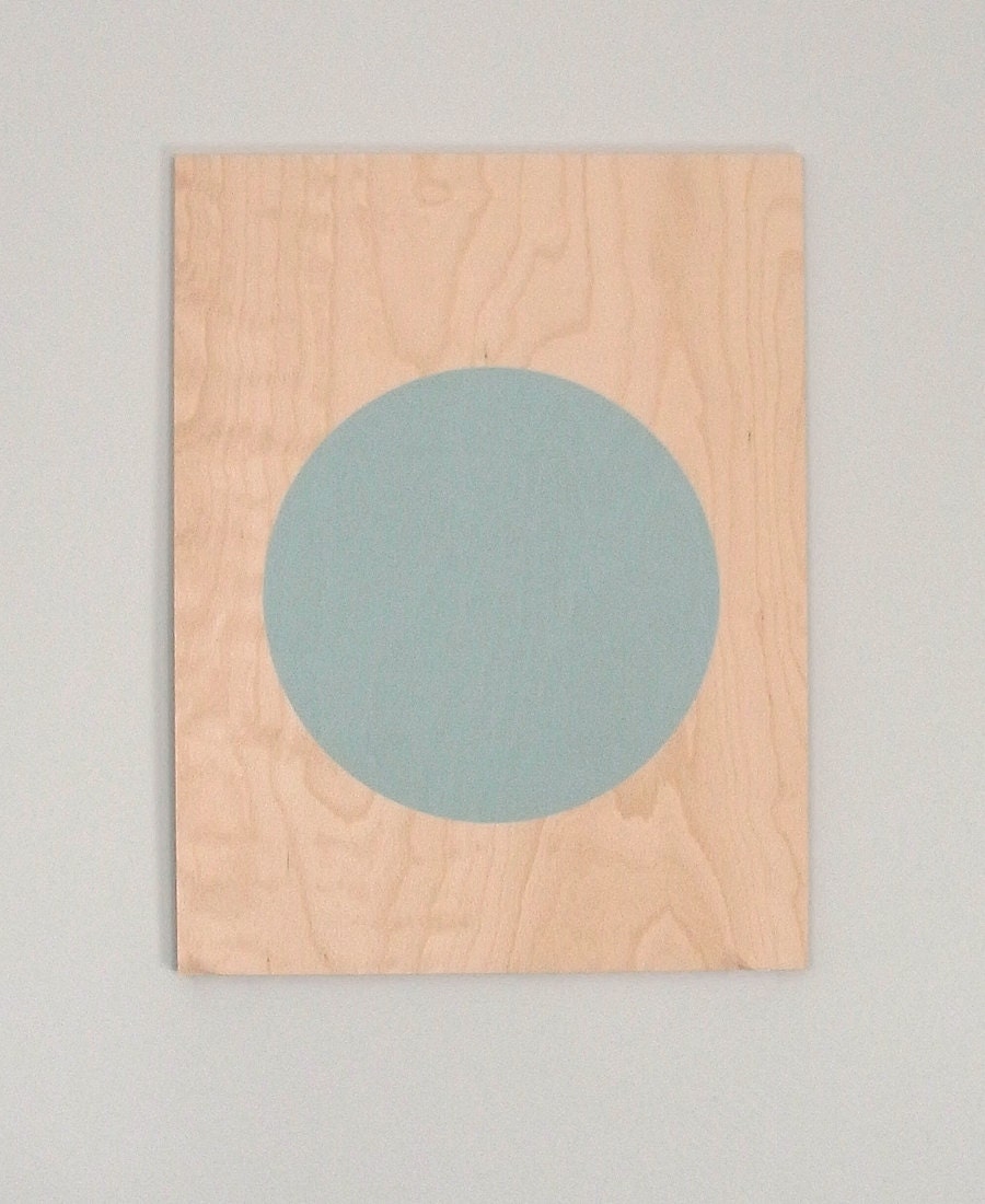 circle screenprint on plywood, celadon