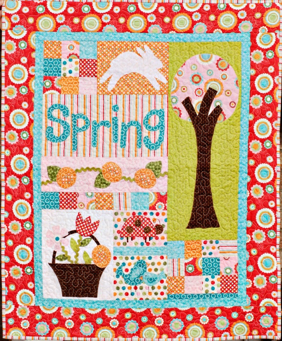 Spring Delight Applique Quilt Pattern by quiltbugcreations on Etsy