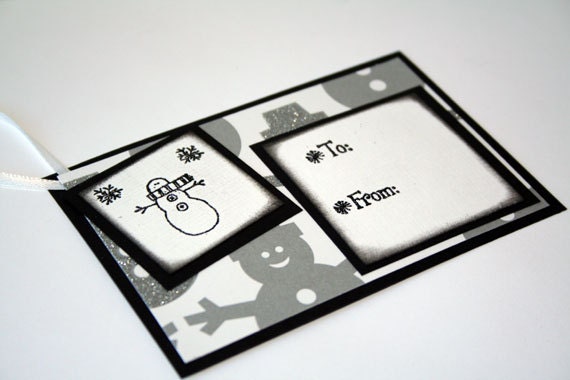 Gift tag Holiday - Snowman Black and White (Set of 10)