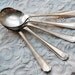 RESERVED FOR LANETTE - treasury item- Set of 5 vintage silver plate soup spoon, English Insignia Plate,