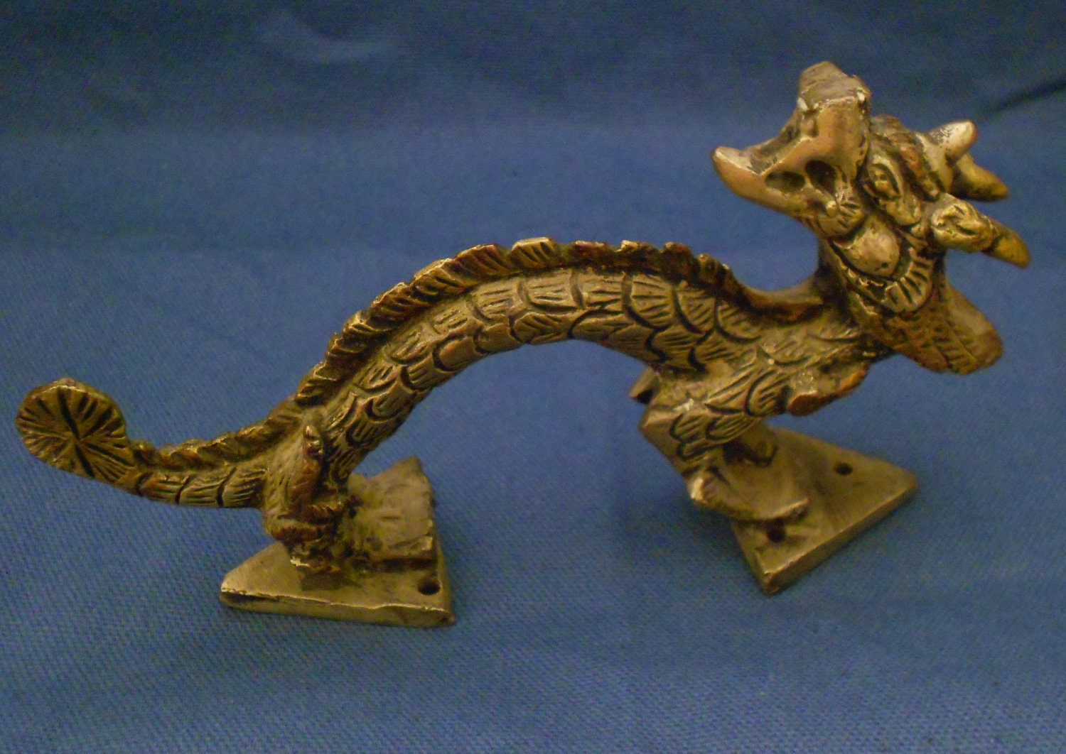 Vintage Antique Brass Dragon Door Pull Handle 6 by EyePopVintage