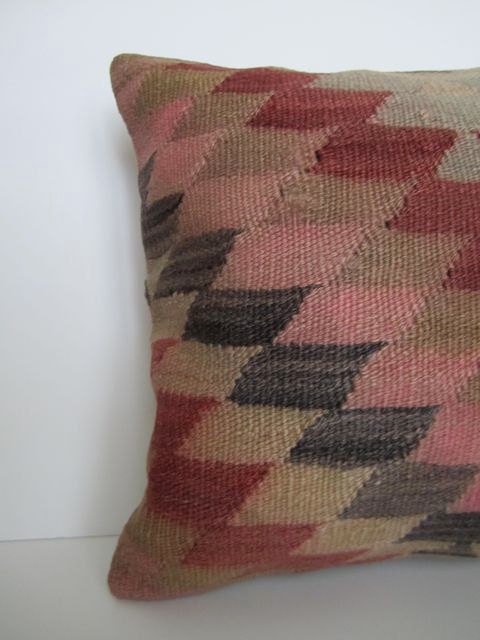 Vintage Turkish Kilim Pillow Cover, 16x16 - Delivered in 3 days with tracking number